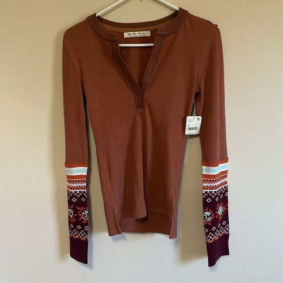 NWT Free People Mikah Notch Neck Top - Picture 3 of 6